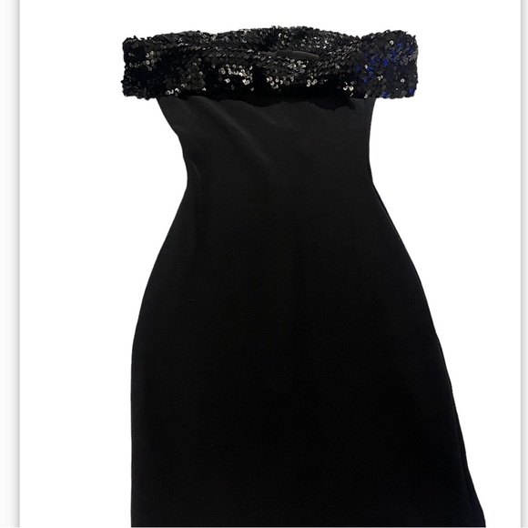 Moda International Off-the-Shoulder Sequin BodyCon Sz S Dress Black - Picture 3 of 8